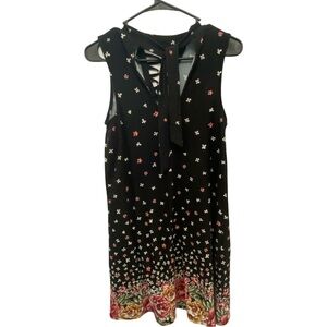 No Boundaries Black Floral Sleeveless Mini Dress